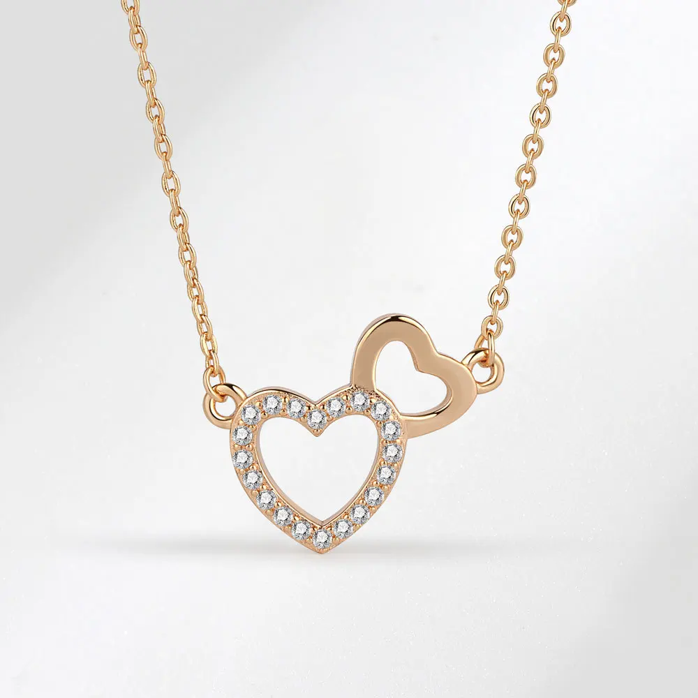

2023 ожерелье с двойным сердцем Женская цепочка на ключицы персиковый кулон с застежкой в форме сердца подарок на день рождения для любимой девушки модные ювелирные изделия