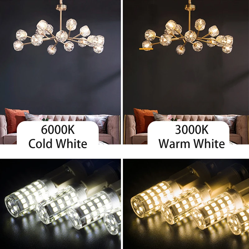 5개/세트 G9 LED 전구 5W 7W 9W 세라믹 코어 램프 AC 220V 고전압 드라이버 불필요 깜빡임 없는 SMD2835 화이트/웜 램프