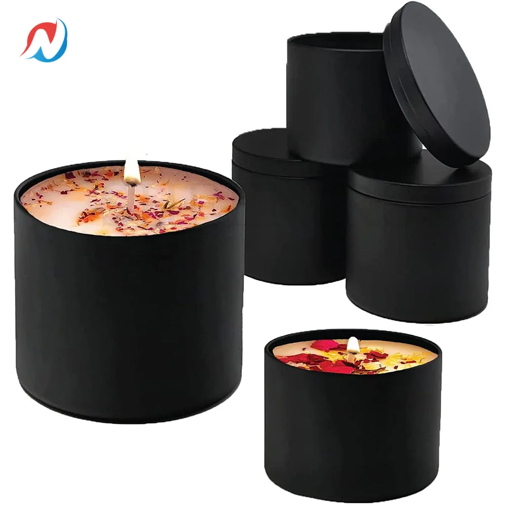 Sheenirs 4pcs 8oz Candle Tins,black Candle Jars,candle Tins For