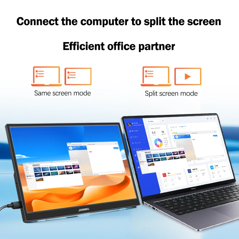 JOHNWILL-14노트북/PC/전화/Xbox/스위치/PS4/라즈베리 파이용 USB-C HDMI가 포함된 휴대용 모니터 터치스크린 IPS HDR 1920 x 1200P