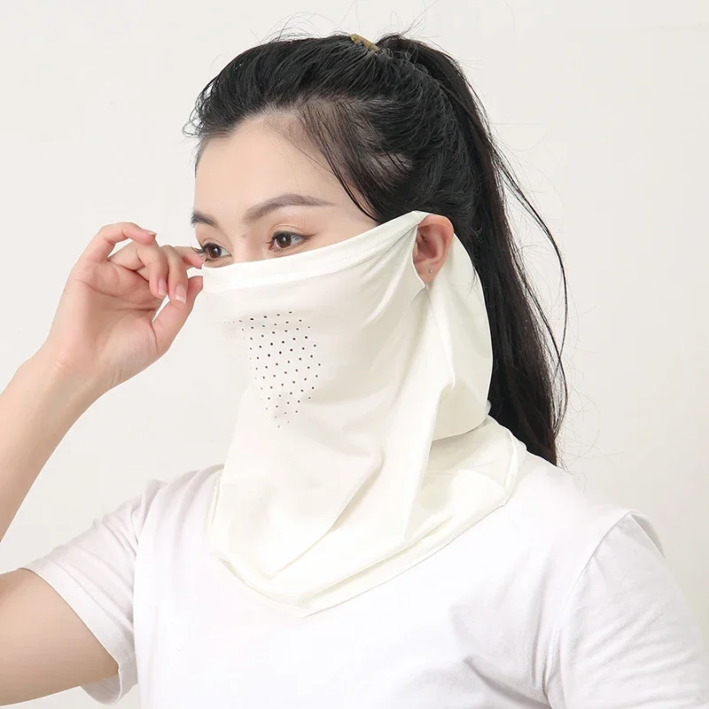 Summer Ice Silk Sunscreen Mask Scarf Outdoor Anti-mosquito Breathable Veil Mask Women Outdoor Cycling Golf Tennis Face Mask 5