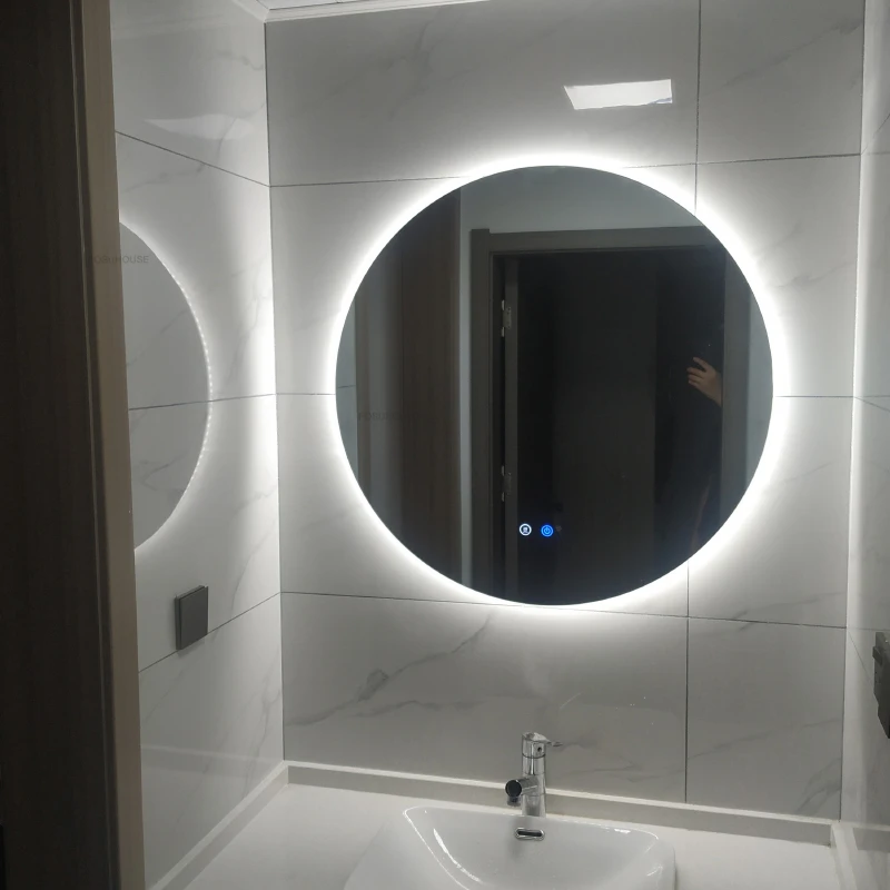 Description Picture 3 of itemEuropean Designer Smart Bathroom Mirrors Modern Wall Mounted Round Mirrors for Bathroom Bedroom Dressing Table Makeup Mirrors