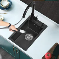 Bar Balcony Mini Sink Single Tank 304 Stainless Steel Kitchen Sinks Black Nano Thicken Wash Basin Small Sink Kitchen Accessories 1