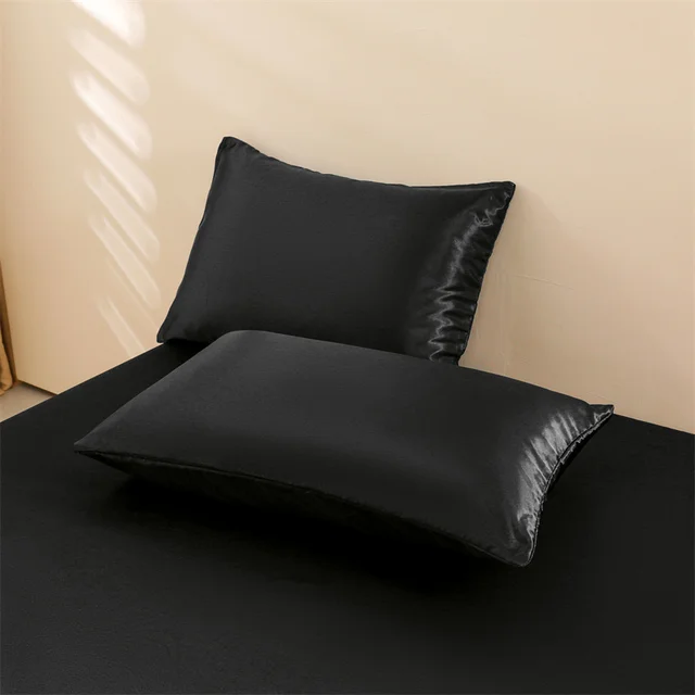 Draps de lit en satin, ensemble de draps queen size, ensemble de literie soyeux 4 pièces, 1 drap-housse à poche profonde + 1 drap plat + 2 taies d'oreiller 5