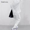 Mens Casual Knitting Two Piece Sets 2023 New Winter Fashion Irregular Top Sweater and Solid White Sweatpants Male Tracksuits Set 3