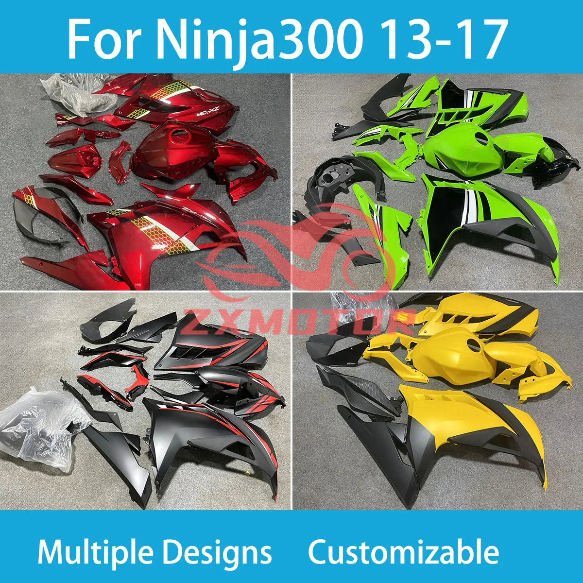 

Инъекционные Обтекатели Ninja300 2013-2017, запчасти для кузова мотоцикла, полный комплект обтекателей для KAWASAKI Ninja250 13 14 15-17