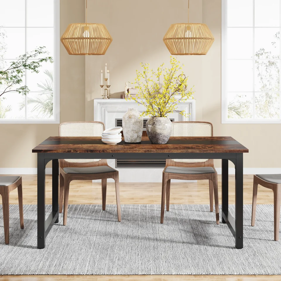 Industrial Rectangular Dining Table for Home