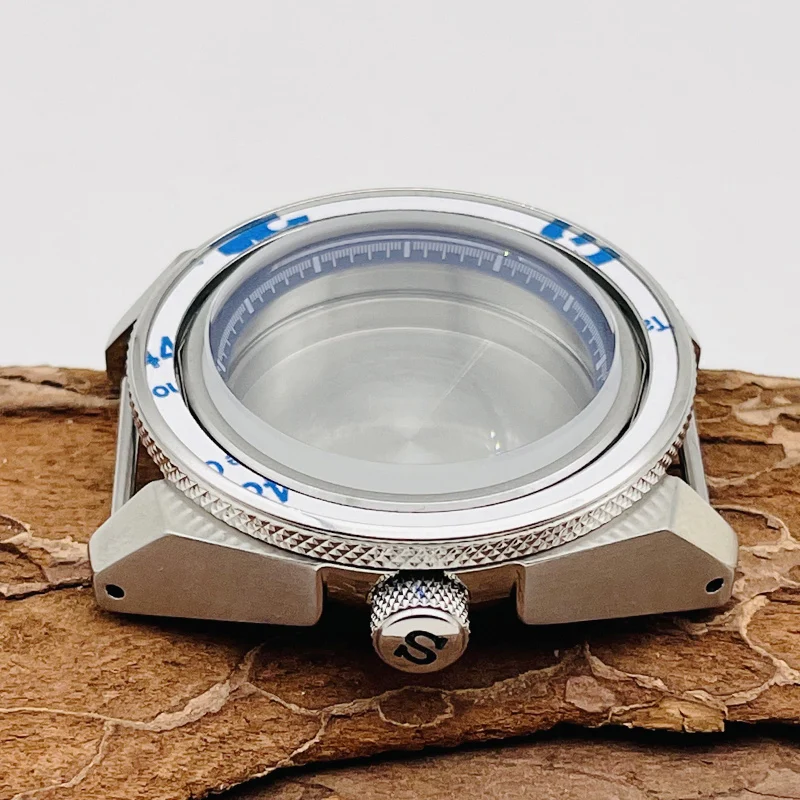 Custodia Nh35 In Vetro Zaffiro Argento Da 43Mm Per Nh35 Nh36 Movement 20Atm Impermeabile Nero S Mod Crown Seiko Srpe Samurai Custodie Per Orologi