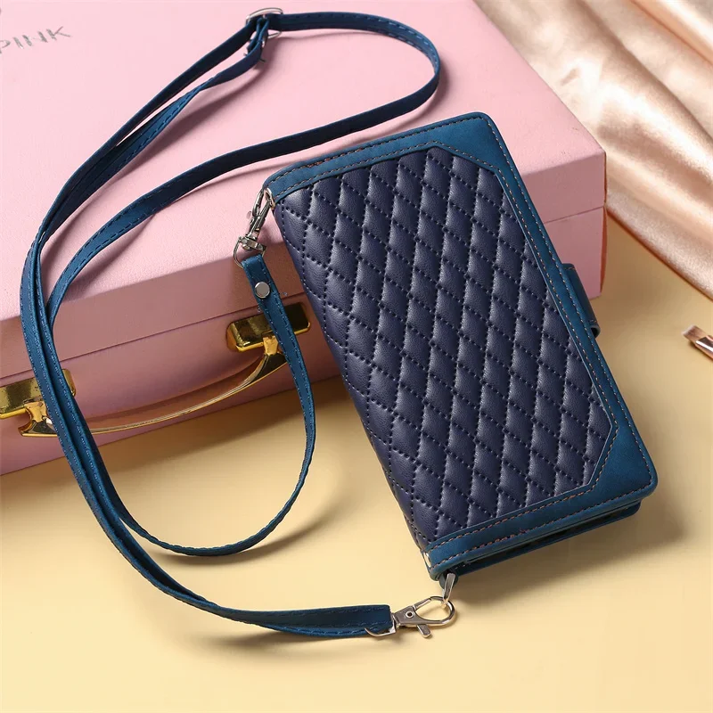 Deluxe Leather Zipper Wallet Flip Case Cover