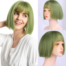

AOOSOO HAIR Bob Short Style Wigs Women's Wigs Cosplay Wig with Bangs Synthetic Hair Heat-Resistant Green Pink Gold Silver Daily