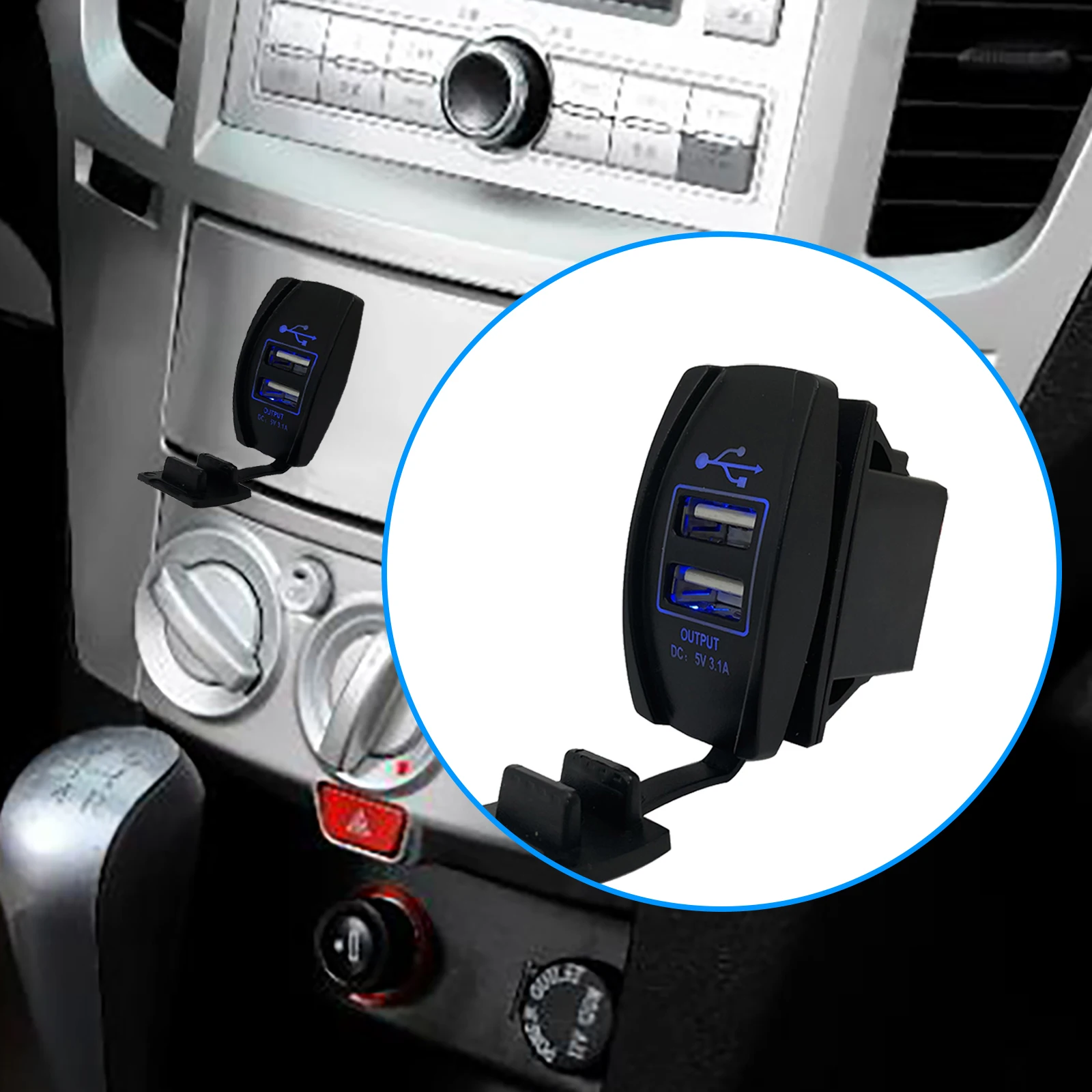 Auto DC 12V 24V LED Blu Caricatore Doppio USB Carling ARB Interruttori A Bilanciere 5V 3.1A Universale Adatto Per Auto Moto ATV Elettrico Barca GPS Caricatore Tablet Telefono - Foto 7