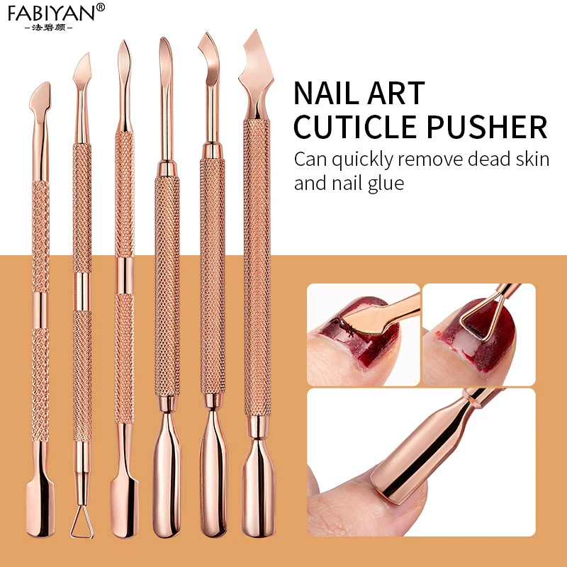 

3Pcs Stainless Steel Cuticle Pusher Dead Skin UV Gel Polish Remover Nail Art Care Cleaner Manicure Pedicure Tool Set Rose Gold