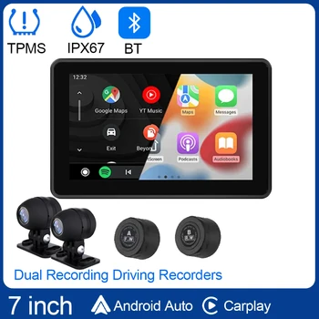 Display touch screen BT impermeabile da 7 pollici per navigazione GPS wireless Carplay Android Auto IPX7