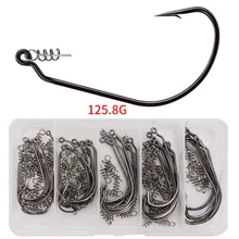 

50 Pcs Fishing Worm Crank Hook With Spring For Soft Worm Lure Bass Barbed Carp 1/0# 2/0# 3/0# 4/0# 5/0# Metal Fishing Hook