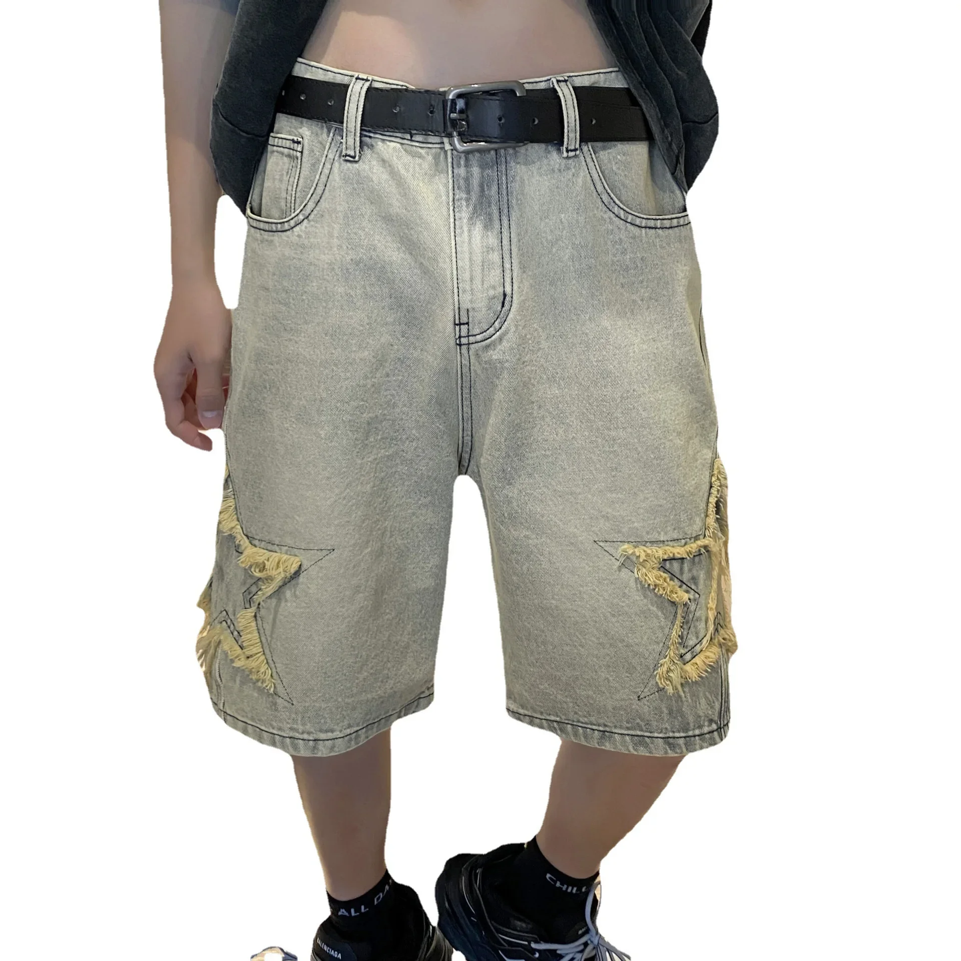 Loose Straight Leg Men's Denim Shorts Summer Casual Fashion Trendy Brand Five-Point Pants Breathable Comfortable Lightweight