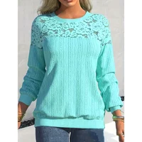 Plus Size 1XL-5XL Women's Fashion Patchwork Round Neck Long Sleeve Sweatshirt Ladies Casual  Round Neck Loose Pullovers