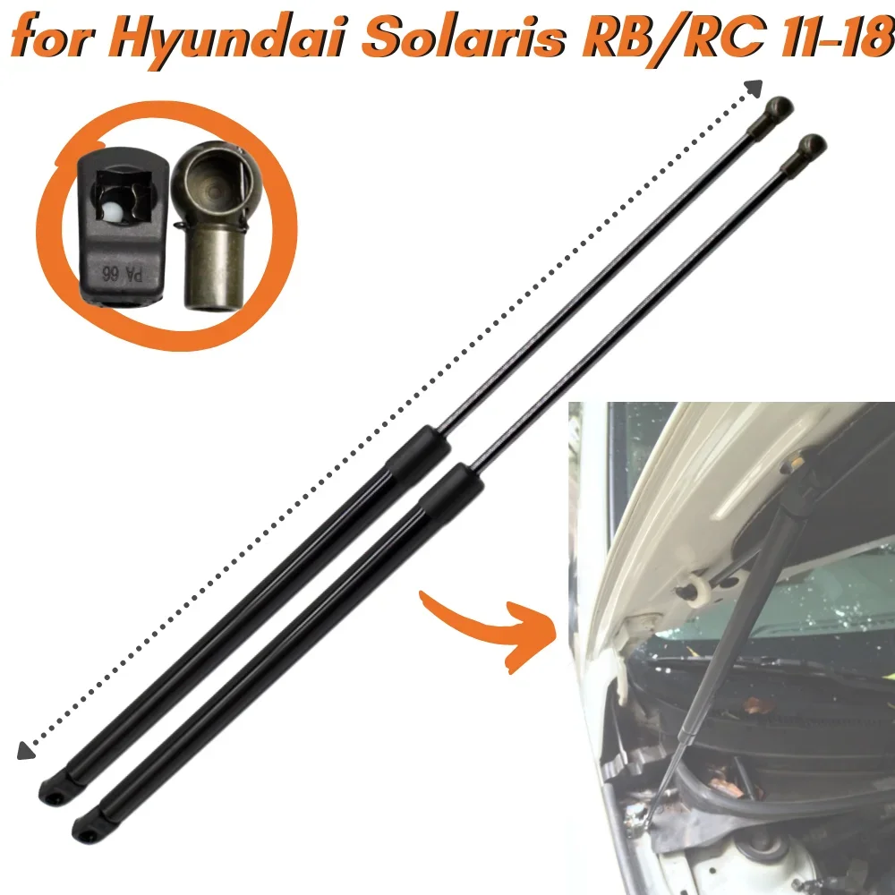 

Qty(2) Hood Struts for Hyundai Solaris RB/RC 2011-2018 Front Bonnet Hood Gas Struts Springs Dampers Shock Absorber Support