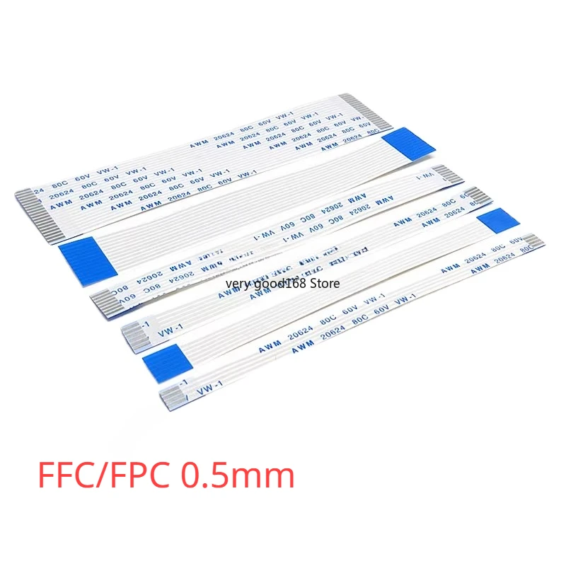 

10PCS FPC/FFC Ribbon Flexible Flat Cable 24 26 30 32 34 40 Pin Pitch 0.5/1.0MM Wire Length 6/10/15/20/25/30/40CM Forward Reverse