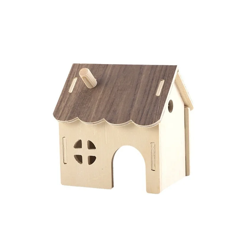 Wooden DIY Assembled Hamster Cage Nest Toys Escape House Villa Fun Decoration Landscape