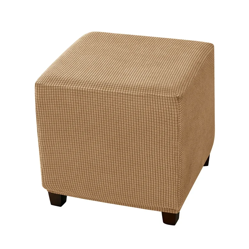 Polar Fleece Square Ottoman Slipcover - Elastic Footrest and Pouf Protector
