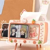 Cute Portable Tissue Box Holder Square for Home Desktop Decor Tv Tissue Box Pink Phone Holder  Organizer 3