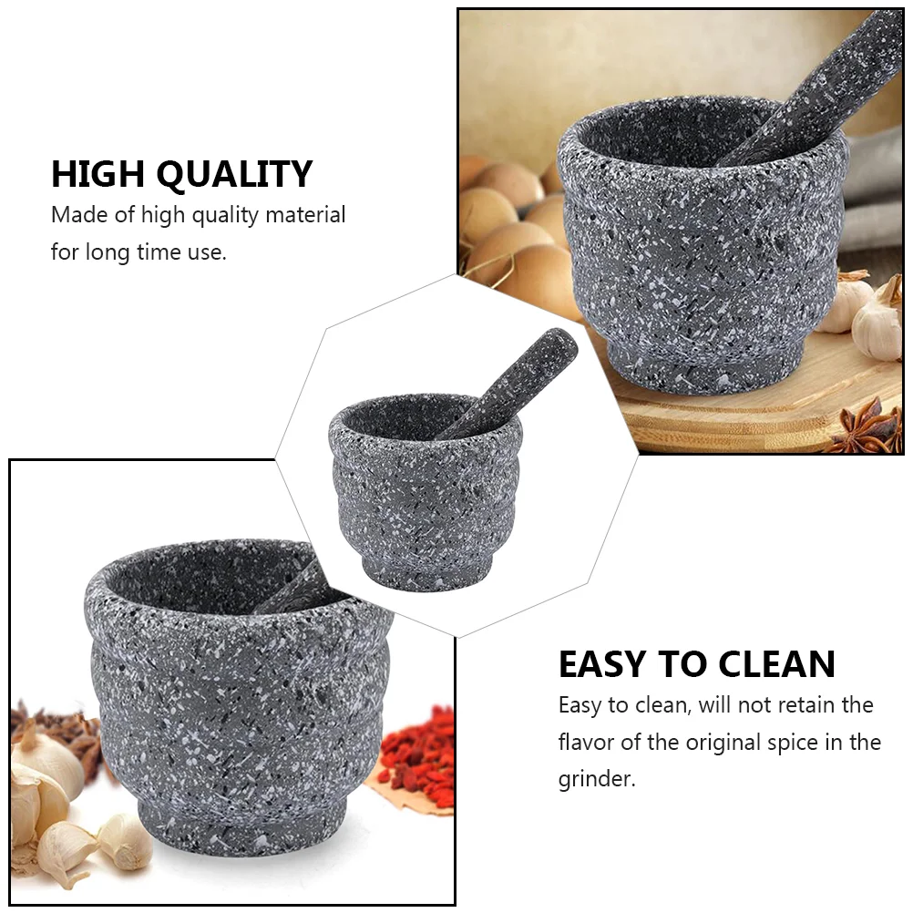1Set Granite Pestle Spice Crusher Garlic Bowl Kitchen Mills Household Tool Medicine Grinder Practical Dining Bar