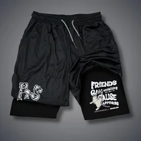 Summer 2-in-1 Shorts Letter Print Double Layer Shorts Gothic Casual Short Pants Summer Y2k Short Pant Running Shorts for Men 2