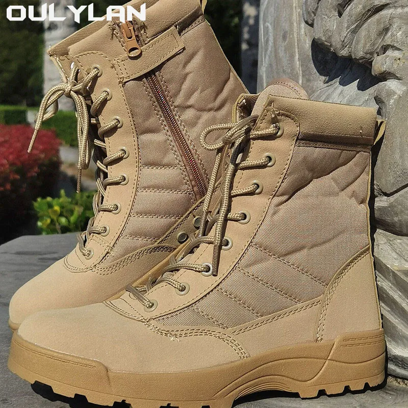 

Oulylan Man Work Shoes Tactical Boots Men Military Special Force Desert Combat Shoes Men Outdoor Hunting Trekking Camping Boots