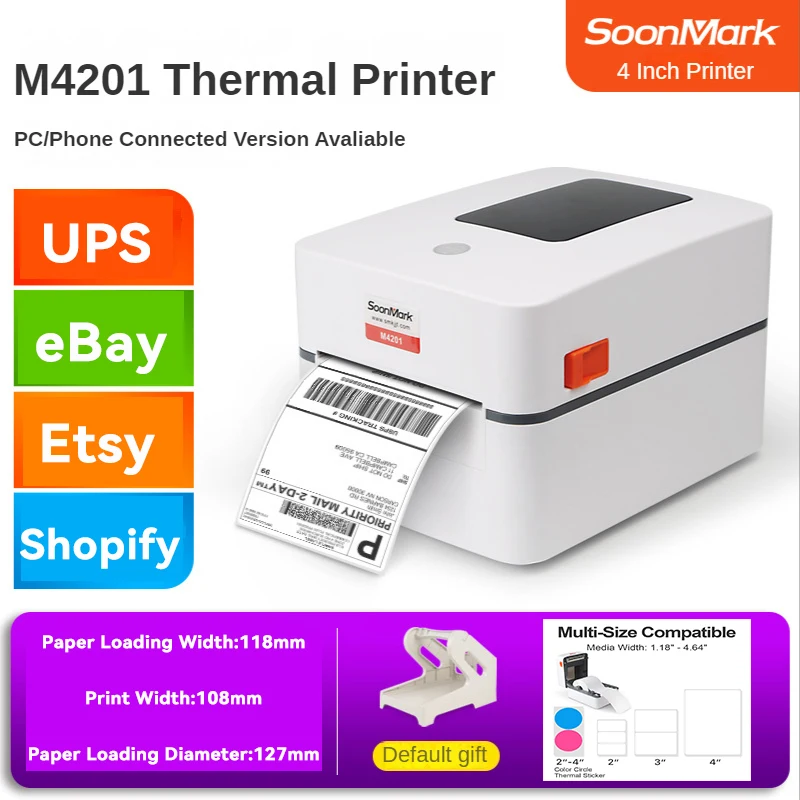 Direct Thermal Shipping Label Printer 4 Inches SOONMARK