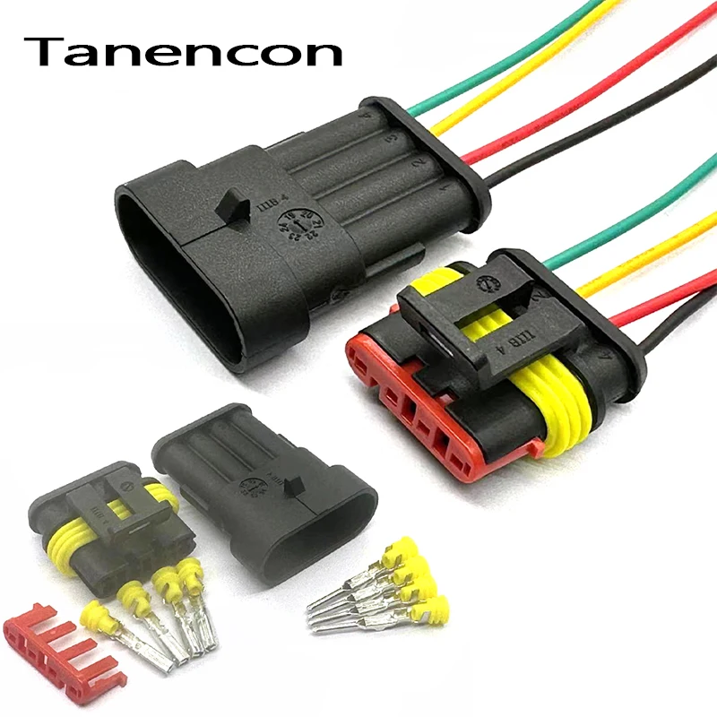 1 Set 4 Pin Way 1.5 Series Femmina Maschio 282088-1 Tyco Amp Superseal Connettore Automobilistico Sigillato Spina Automatica Impermeabile 282106-1