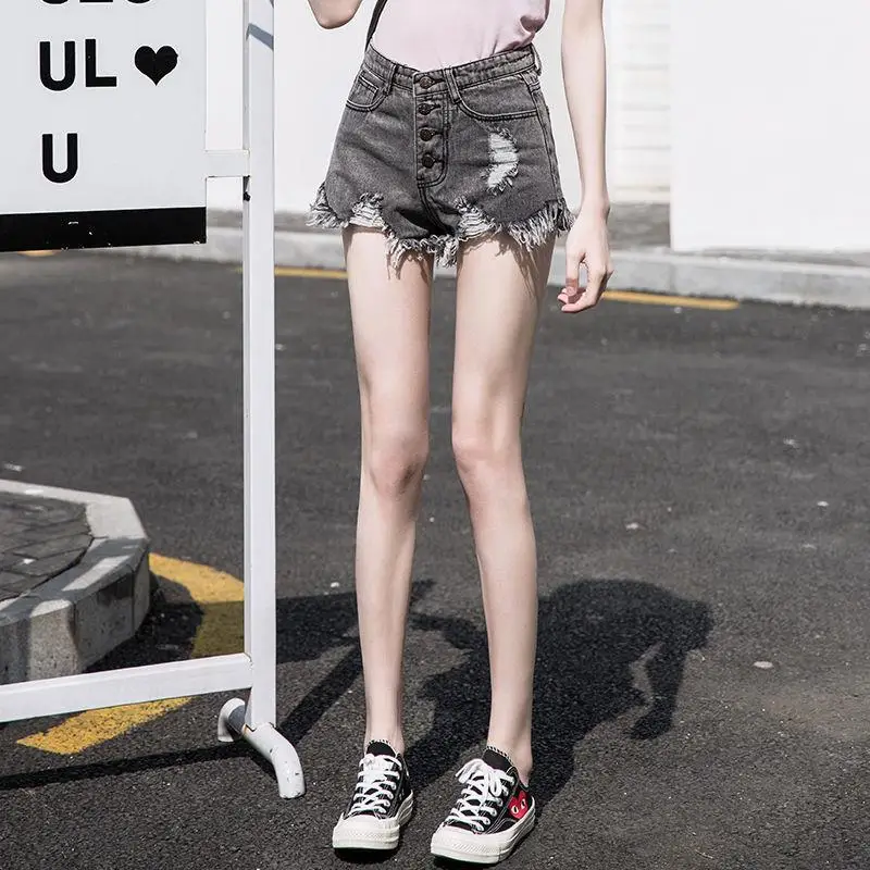 Womens Shorts Jeans with Waist Pocket Short Pants for Women To Wear Ripped Denim High Wide Outdoor Summer Design XL Korean Style