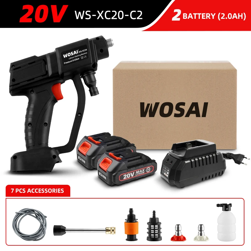 lawn clippers WOSAI 20V Electric Car Washer Gun Wireless High Pressure Cleaner Foam Multi-function Nozzle Protable Car Wash Garden Spray gauntlet gardening gloves Garden Tools