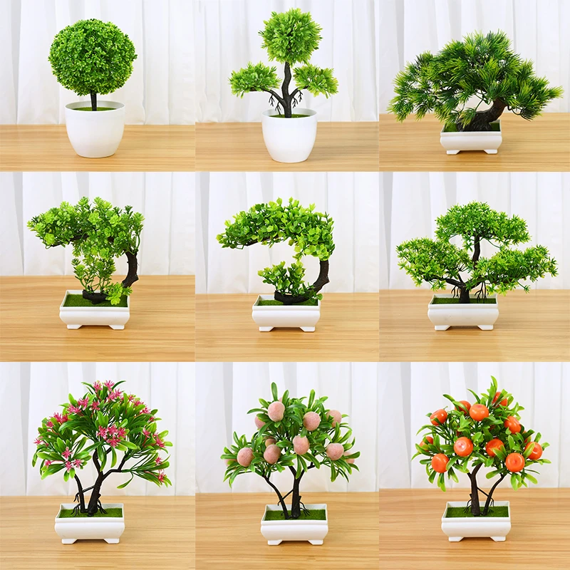 Artificial Plants Decoration Bonsai Green Small Tree Pot Fake Plant