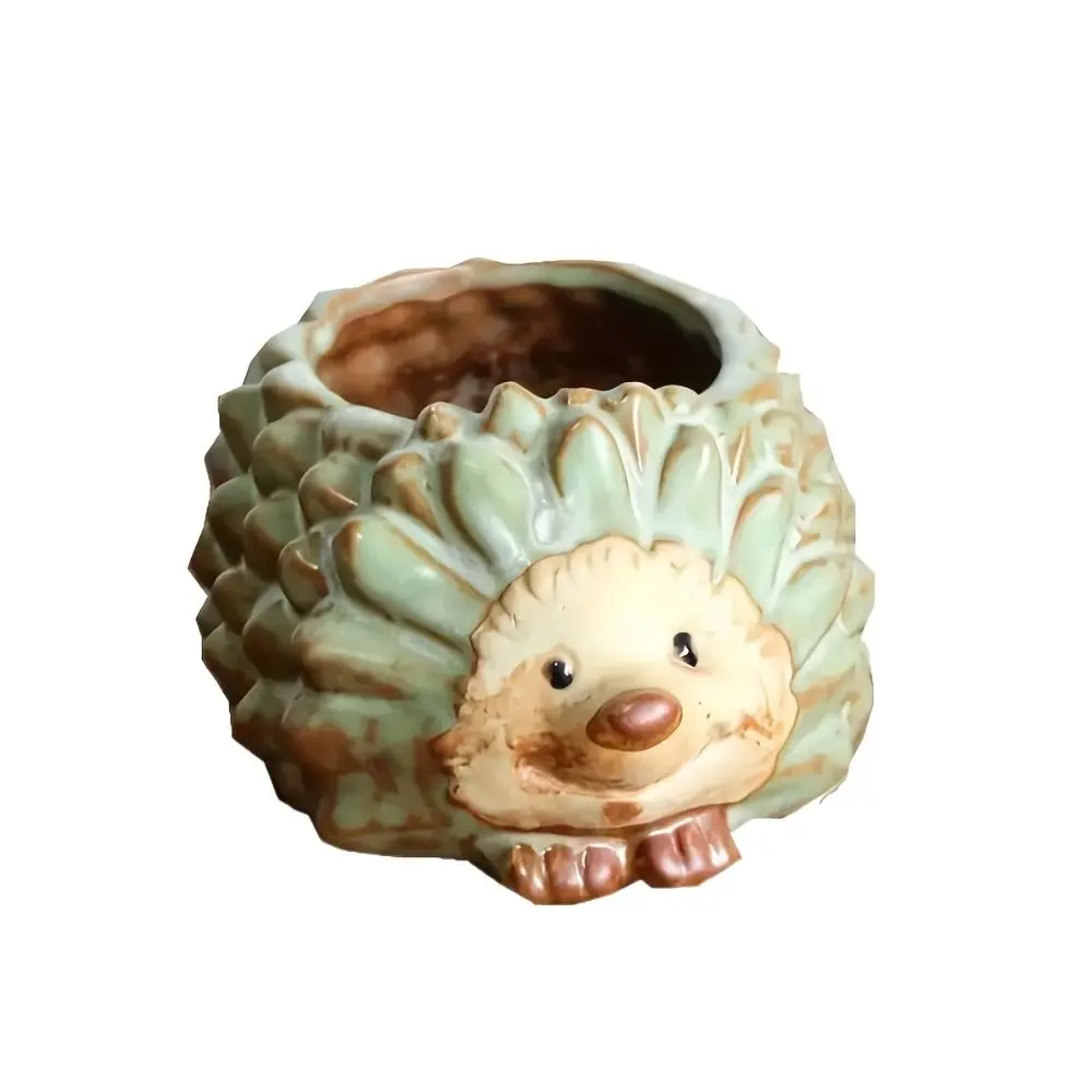 

Cute Hedgehog Flowerpot Ornament Ceramic Small Succulent Plant Pot Retro Durable Cactus Pot Home