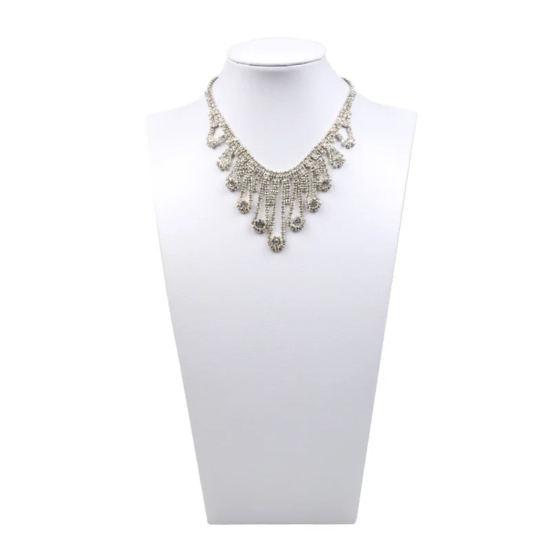 25cm White PU Leather Mannequin Wooden Rack Portrait Necklace Pendant Display Showcase Bust Stand Holder For Necklace
