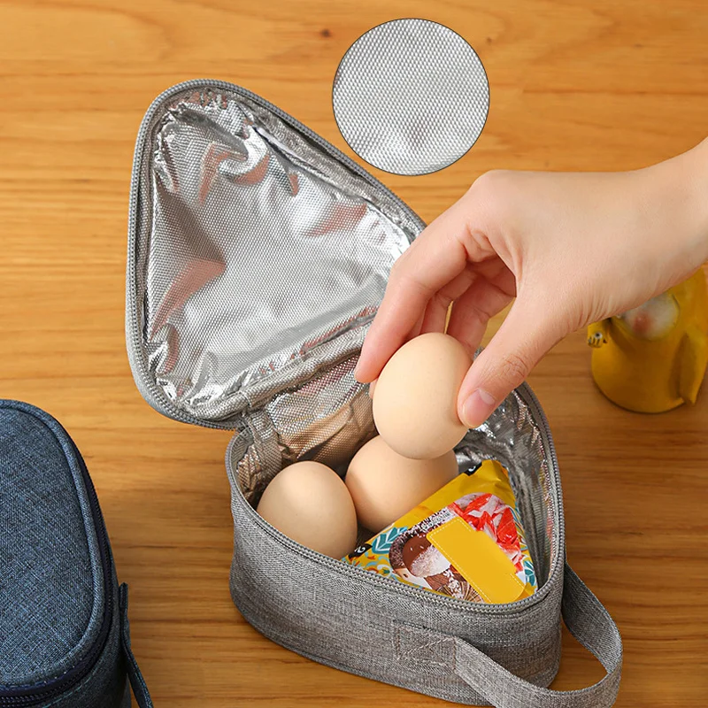 1PC 삼각형 단열 가방 미니 알루미늄 호일 학생용 밥통 가방 귀여운 휴대용 도시락 가방 야외 도시락 가방