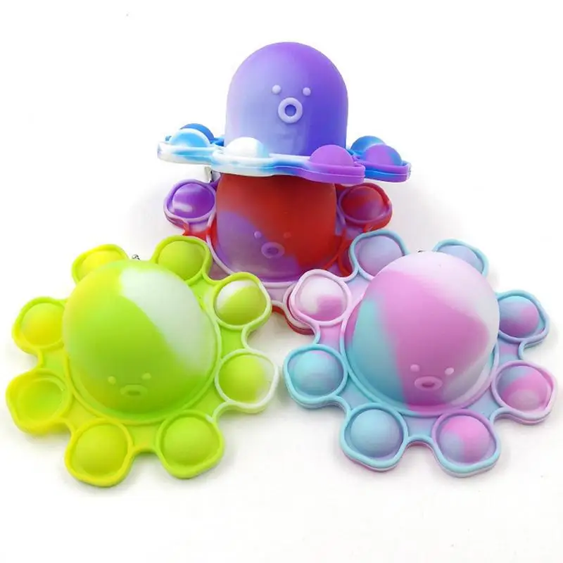 

Sensory Stress Octopus Silicone Toy Anxiety Sensory AntiStress Relief Fidget Spinner Plush Toy Octopus Reversible Finger Spinner