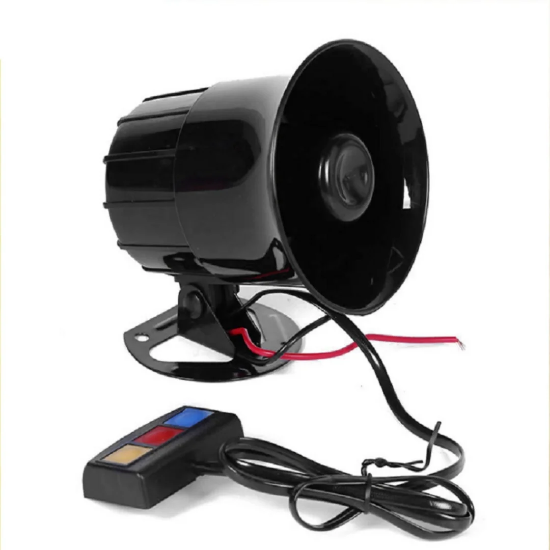 Powerful 3-Tone Loud Vehicle Siren Horn - 12V Motorcycle & Car Alarm Speaker