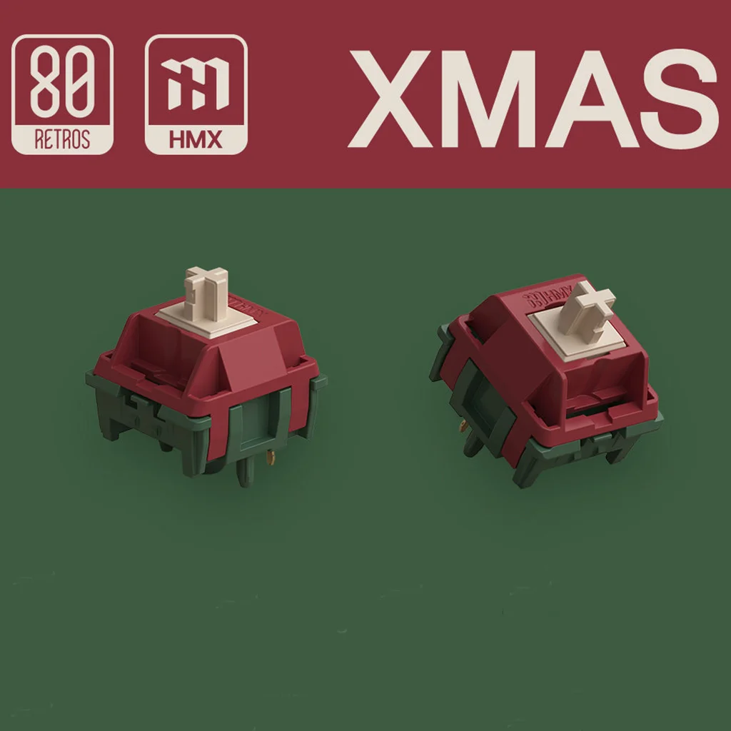 80레트로스 x HMX XMAS 스위치 리니어 40g HMX P3 PA66 T2 3.8MM 커스텀 스위치 딥 보이스 레트로 아티스틱 기계식 키보드 스위치