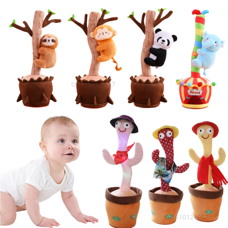 33cm KawaiI Talking Funny Cactus Animals Sloth Smart Plush Toy Speak Communication Sound Record Educational for Children Gifts