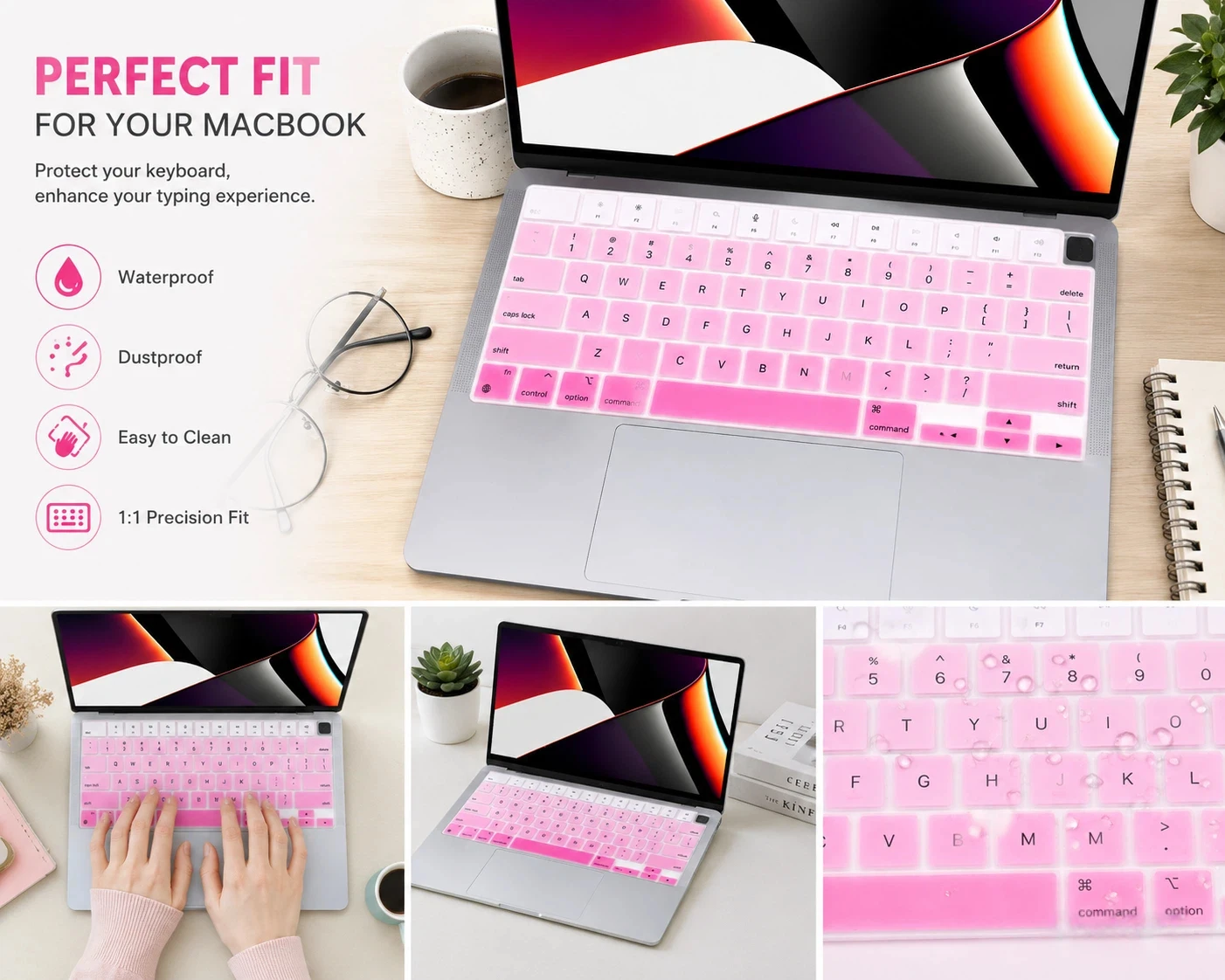 Silicone Keyboard Cover for US Layout MacBook Air and Pro