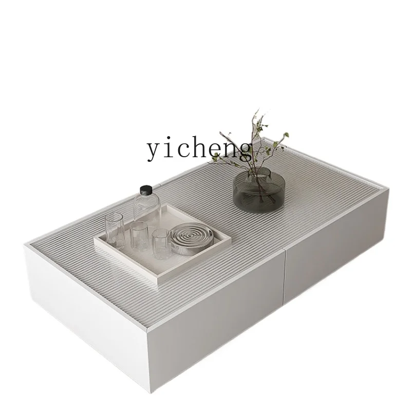 

ZF Minimalist Solid Wood Coffee Table Living Room Small Apartment Changhong Glass Square Storage Small Table