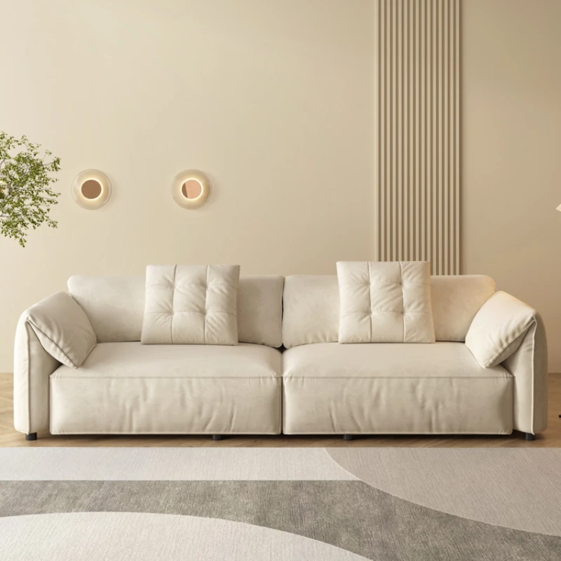 

Xl Fabric Sofa Elephant Ear High Backrest Cream Style Three-Seat Combination Sofa
