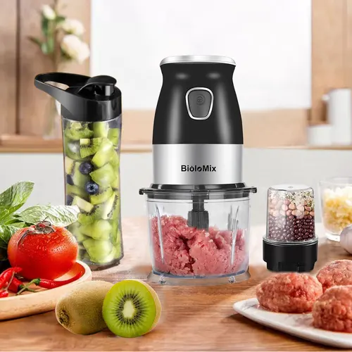 BPA 프리 500W 휴대용 개인 블렌더 믹서 푸드 프로세서 (초퍼 보울 포함) 600ml 쥬서 병 고기 분쇄기 베이비 푸드 메이커 3
