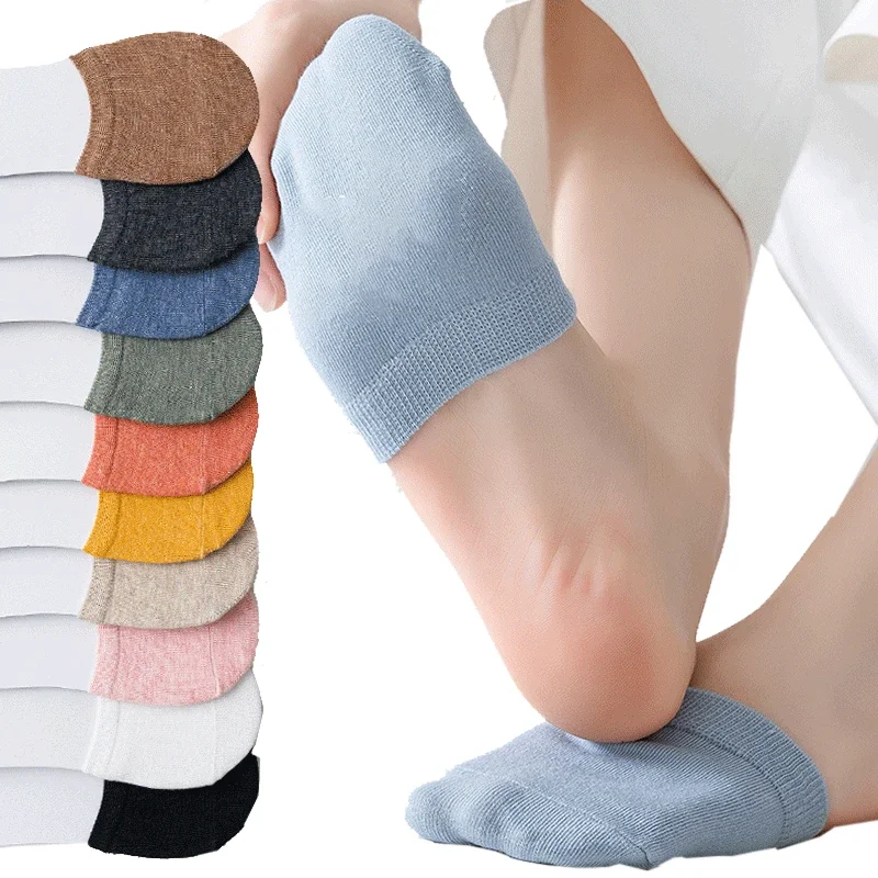 

Half Socks Women's Forefoot Socks Cotton Boat Sock Shallow Mouth Invisible Non-slip High Heels Socks Slippers Half Palm Sock