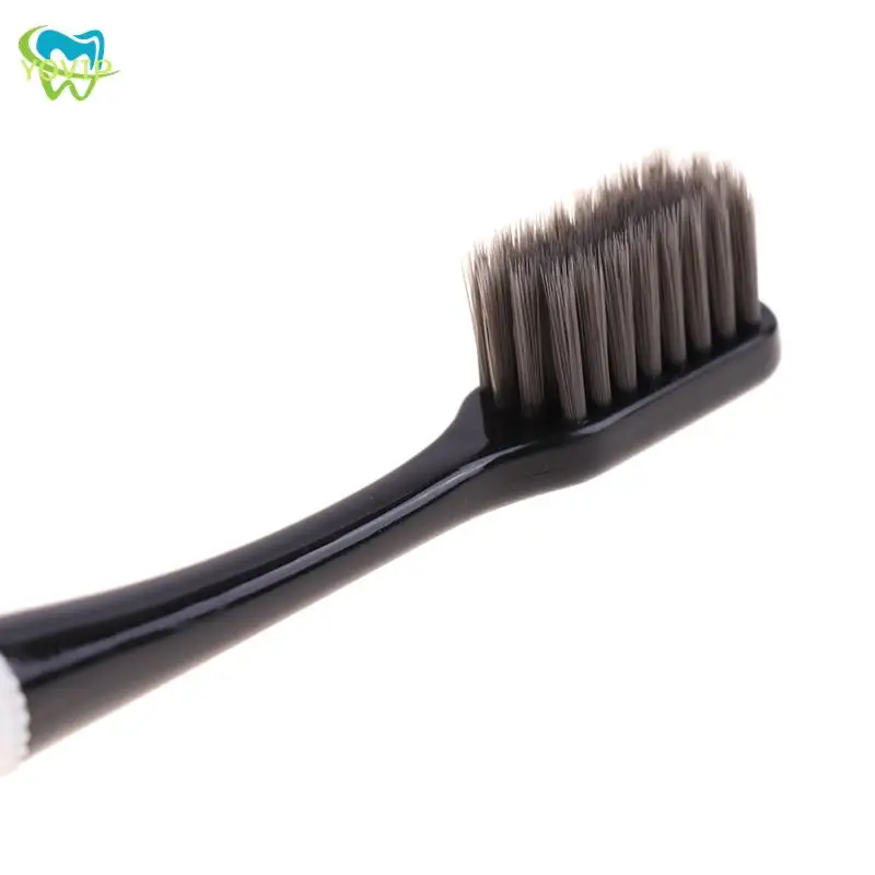 커플 소프트 칫솔 대나무 숯 성인용 블랙 화이트 심플 칫솔, 부드러운 강모 가정용 휴대용 구강 케어 액세서리