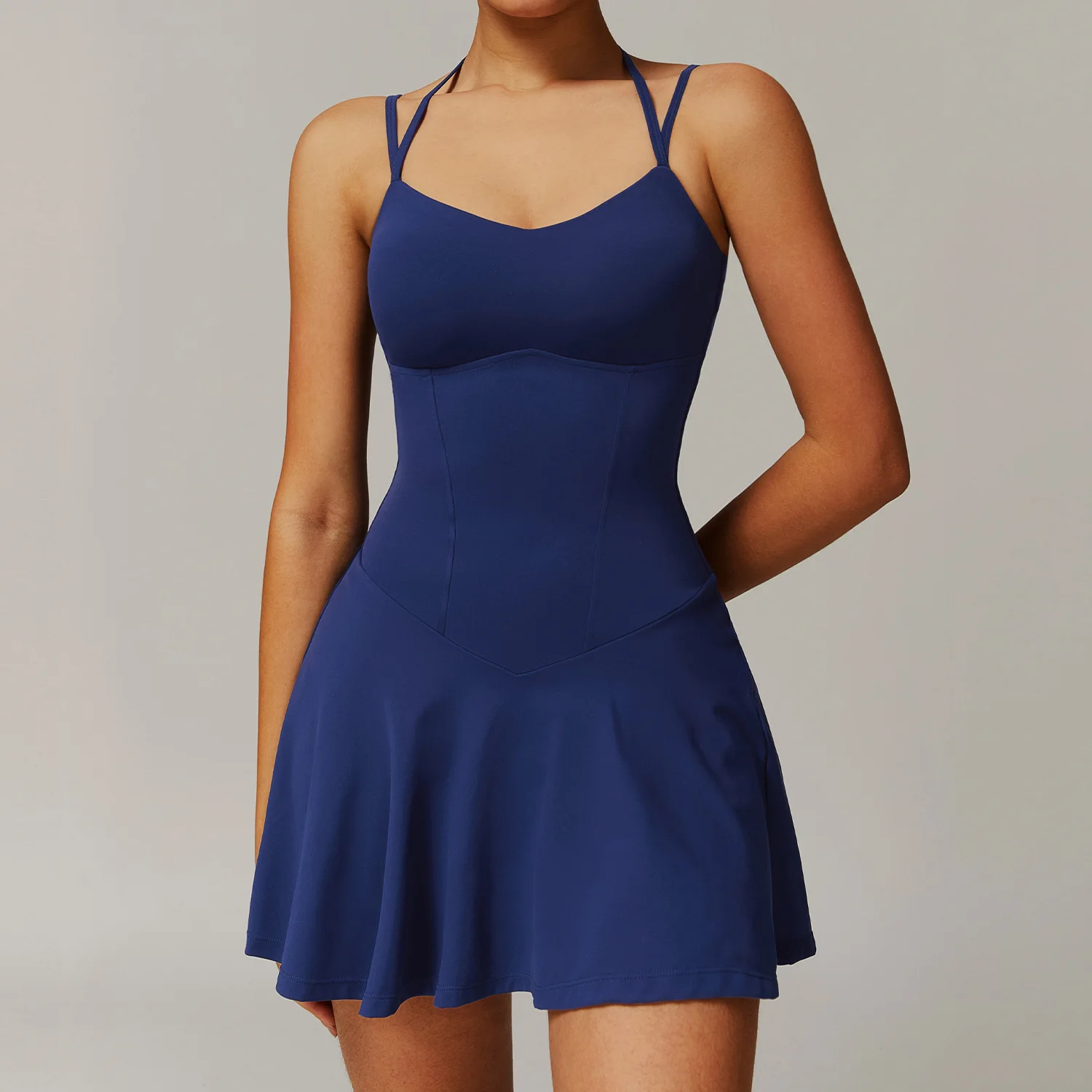 Fitness Yoga Dress with Chest Pad Tennis Running Skirts with Bottom Shorts Sportswear for Women Gym Workout Dress Tennis Mujeres