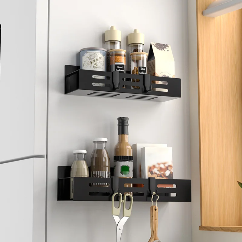 Storage Organizer Magnetic Seasoning Rack Hook SpaceSaving Shelf Wall Mount Kitchen Accessorie 1/2pcs