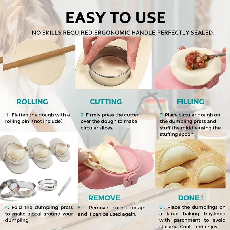 Empanada Maker Press 6 Inch Extra Large Dumpling Maker Set With Dough Cutter for Pierogi Pastelitos baking tool dough cutter baking accessories dumpling maker