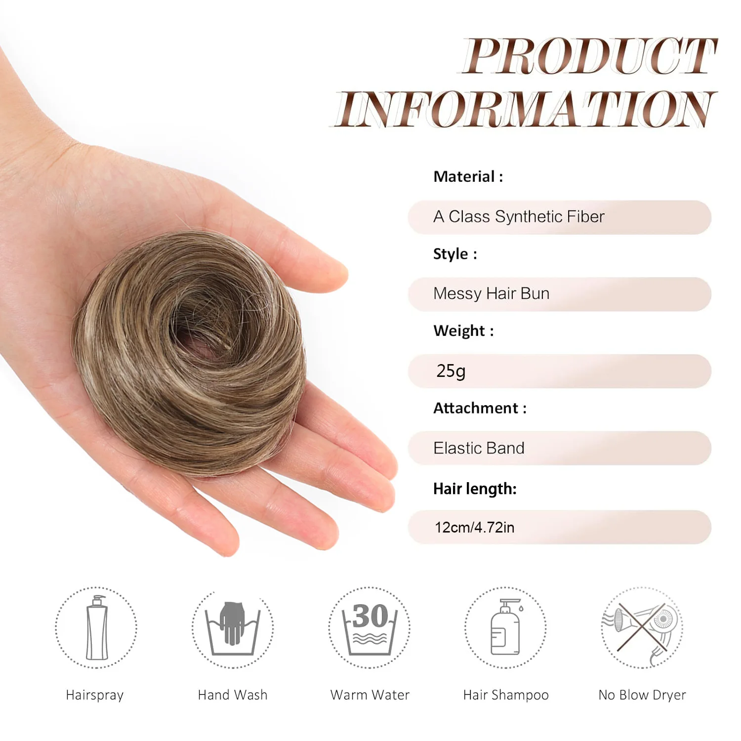 Synthetic wigs, donuts, curly wigs, hair bags, pans, hair balls, head wig curls, simple to wear for daily travel